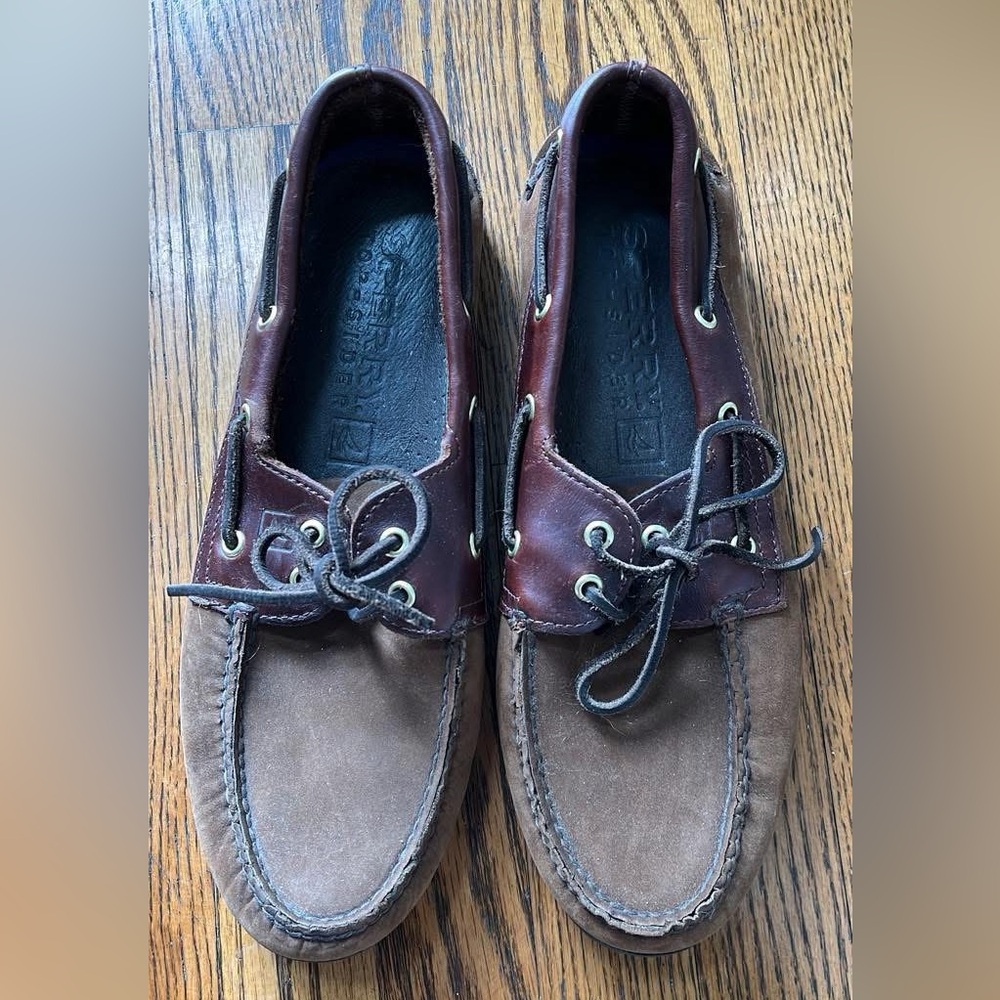 Sperry Two-Tone Brown Suede & Leather Boat Shoes